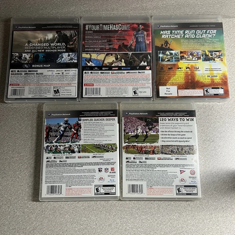 Lot Of 5 PlayStation PS3 Call Of Duty Ghosts, Sports ,‎ Ratchet & Clank